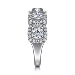 Discount Gabriel & Co. 14K White Gold Round Diamond Halo Station Anniversary Band - 2 ct