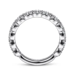 Hot Gabriel & Co. 14K White Gold Round Diamond Halo Anniversary Band - 1 ct