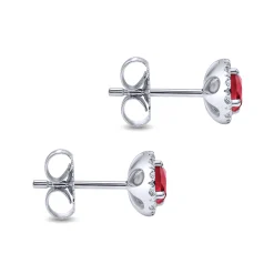 Sale Gabriel & Co. 14K White Gold Round Diamond Halo Ruby Stud Earrings