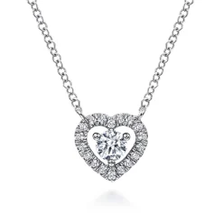 Clearance Gabriel & Co. 14K White Gold Round Diamond Heart Pendant Necklace