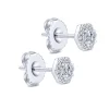 Discount Gabriel & Co. 14K White Gold Round Diamond Hexagonal Halo Stud Earrings