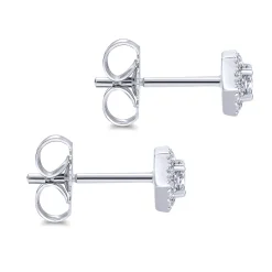 Discount Gabriel & Co. 14K White Gold Round Diamond Hexagonal Halo Stud Earrings