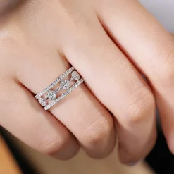 Online Gabriel & Co. 14K White Gold Round Diamond Station Ring