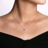 Clearance Gabriel & Co. 14K White Gold Round Diamond with Cushion Halo Pendant Necklace