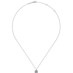 Clearance Gabriel & Co. 14K White Gold Round Diamond with Cushion Halo Pendant Necklace