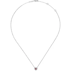 Clearance Gabriel & Co. 14K White Gold Round Garnet and Diamond Heart Pendant Necklace