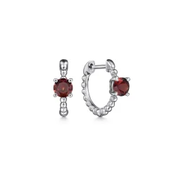 Sale Gabriel & Co. 14K White Gold Round Garnet Bujukan Huggies