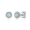 Hot Gabriel & Co. 14K White Gold Round Halo Aquamarine and Diamond Stud Earrings