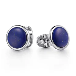 Sale Gabriel & Co. 14K White Gold Round Lapis Cufflinks