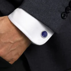Sale Gabriel & Co. 14K White Gold Round Lapis Cufflinks