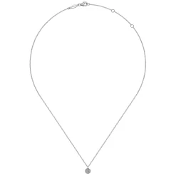 Outlet Gabriel & Co. 14K White Gold Round Pave Diamond Disc Pendant Necklace