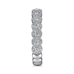 Discount Gabriel & Co. 14K White Gold Round Pave Diamond Band