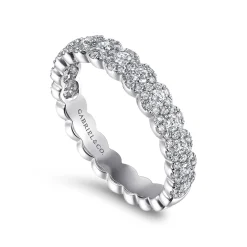Discount Gabriel & Co. 14K White Gold Round Pave Diamond Band