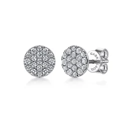 Hot Gabriel & Co. 14K White Gold Round Pave Diamond Stud Earrings