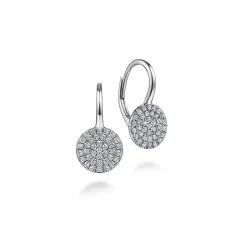 Online Gabriel & Co. 14K White Gold Round Pave Diamond Drop Earrings