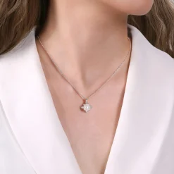 Online Gabriel & Co. 14K White Gold Round Pearl Pendant Necklace with Diamond Accents