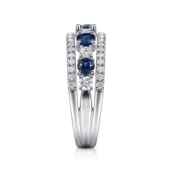 Discount Gabriel & Co. 14K White Gold Round Sapphire and Diamond Ring