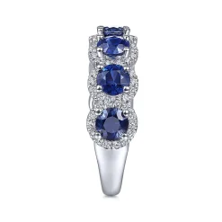 Gabriel & Co. 14K White Gold Round Sapphire and Diamond Halo Ring
