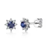 Hot Gabriel & Co. 14K White Gold Round Sapphire and Diamond Halo Stud Earrings