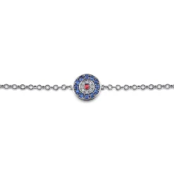 New Gabriel & Co. 14K White Gold Round Sapphire Diamond and Ruby Evil Eye Bracelet