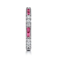 Outlet Gabriel & Co. 14K White Gold Ruby Baguette and Diamond Stackable Ring
