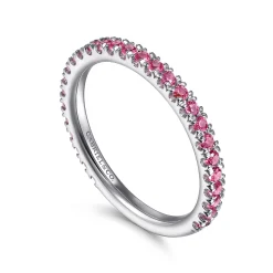 Discount Gabriel & Co. 14K White Gold Ruby Stackable Ring