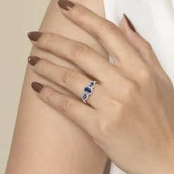 Clearance Gabriel & Co. 14K White Gold Sapphire and Diamond Halo Ladies Ring