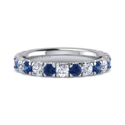 Gabriel & Co. 14K White Gold Sapphire and Diamond Stackable Band