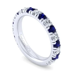 Gabriel & Co. 14K White Gold Sapphire and Diamond Stackable Band