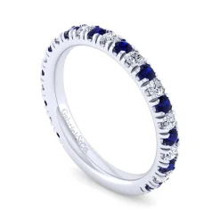 Clearance Gabriel & Co. 14K White Gold Sapphire and Diamond Stackable Band