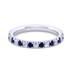Clearance Gabriel & Co. 14K White Gold Sapphire and Diamond Stackable Band