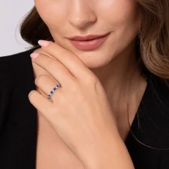 Best Gabriel & Co. 14K White Gold Sapphire and Diamond Stackable Band