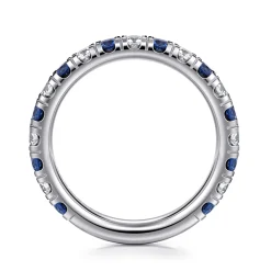 Best Gabriel & Co. 14K White Gold Sapphire and Diamond Stackable Band