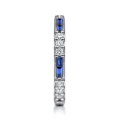 Discount Gabriel & Co. 14K White Gold Sapphire Baguette and Diamond Stackable Ring