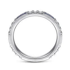 Discount Gabriel & Co. 14K White Gold Sapphire Baguette and Diamond Stackable Ring