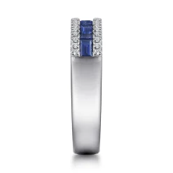 Best Gabriel & Co. 14K White Gold Sapphire Baguette and Diamond Row Band