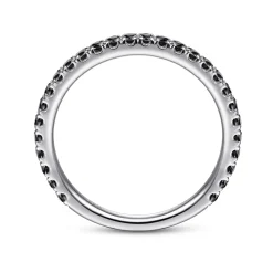 New Gabriel & Co. 14K White Gold Scalloped Black Diamond Stackable Ring