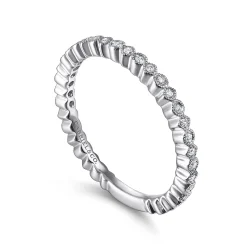 Outlet Gabriel & Co. 14K White Gold Scalloped Stackable Diamond Band Ring