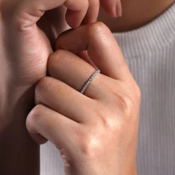 Outlet Gabriel & Co. 14K White Gold Scalloped Stackable Diamond Band Ring