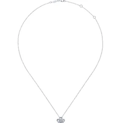 Gabriel & Co. 14K White Gold Sculpted Flower Pendant Necklace