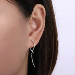 Gabriel & Co. 14K White Gold Sculptural Diamond Drop Earrings