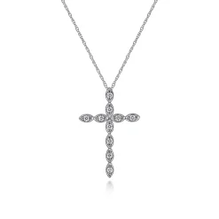 Hot Gabriel & Co. 14K White Gold Segmented Diamond Cross Necklace