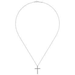Hot Gabriel & Co. 14K White Gold Segmented Diamond Cross Necklace
