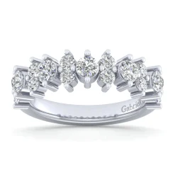Gabriel & Co. 14K White Gold Shared Prong Diamond Anniversary Band - 1 ct