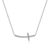Sale Gabriel & Co. 14K White Gold Sideways Curved Diamond Cross Necklace