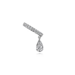 Hot Gabriel & Co. 14K White Gold Single Diamond Ear Cuff with Teardrop Charm
