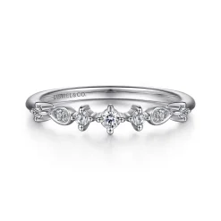 Clearance Gabriel & Co. 14K White Gold Single Prong Diamond Station Ring