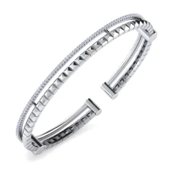 Best Gabriel & Co. 14K White Gold Split Cuff with Pyramids and Diamonds