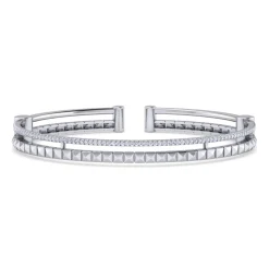 Best Gabriel & Co. 14K White Gold Split Cuff with Pyramids and Diamonds