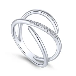 Gabriel & Co. 14K White Gold Split Shank Pave Diamond Wrap Ring